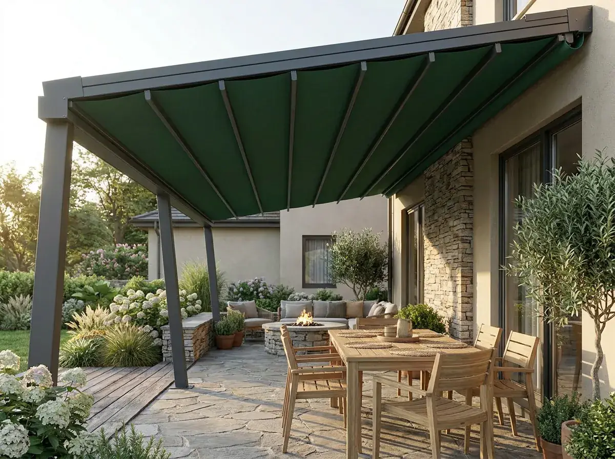 Bornova’da bir kafenin dış alanını kapatan otomatik pergola
