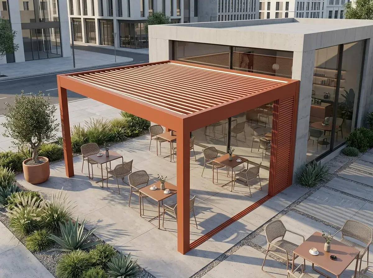 Bina cephesine yaslanan rollingroof pergola uygulaması