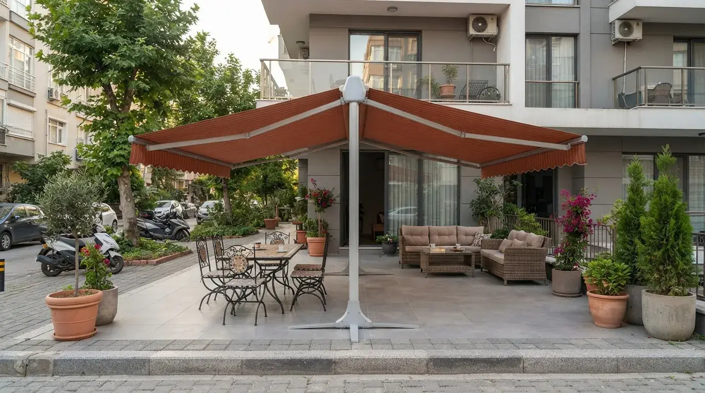 T model tentenin ön ayak ve taşıyıcı kiriş detayı